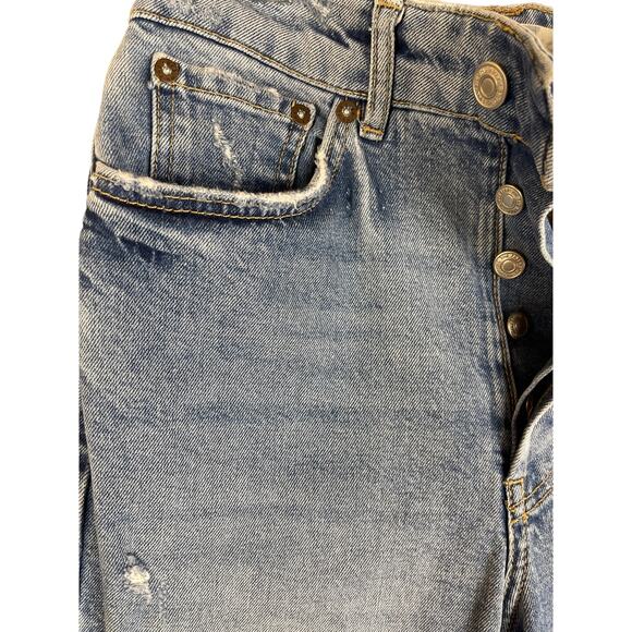 We The Free High-Rise Straight Jeans Inner Seam Lace Flare Details Size 27 - Picture 7 of 8